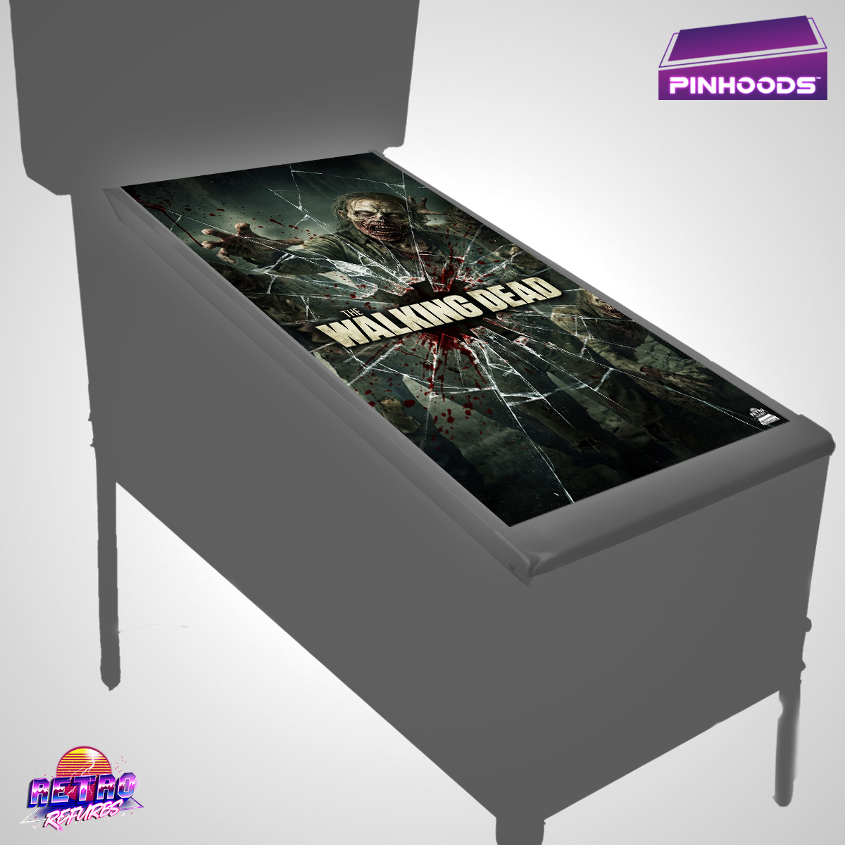 The Walking Dead Premium PinHoods pinball playfield glass cover and protector mat
