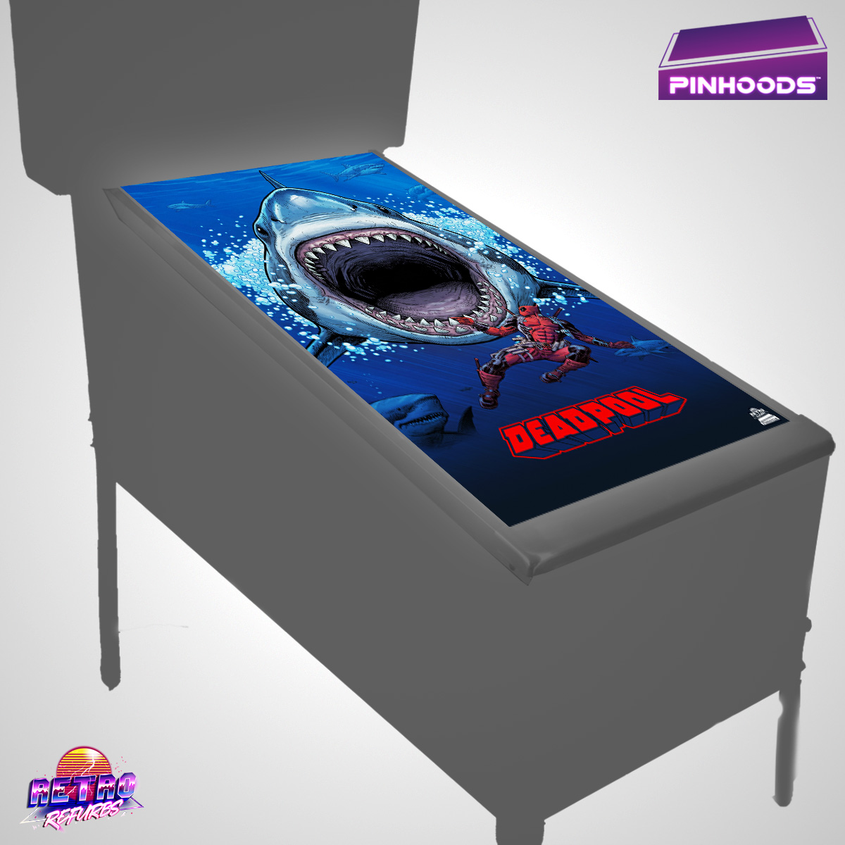 Deadpool Premium PinHoods pinball playfield glass cover and protector mat