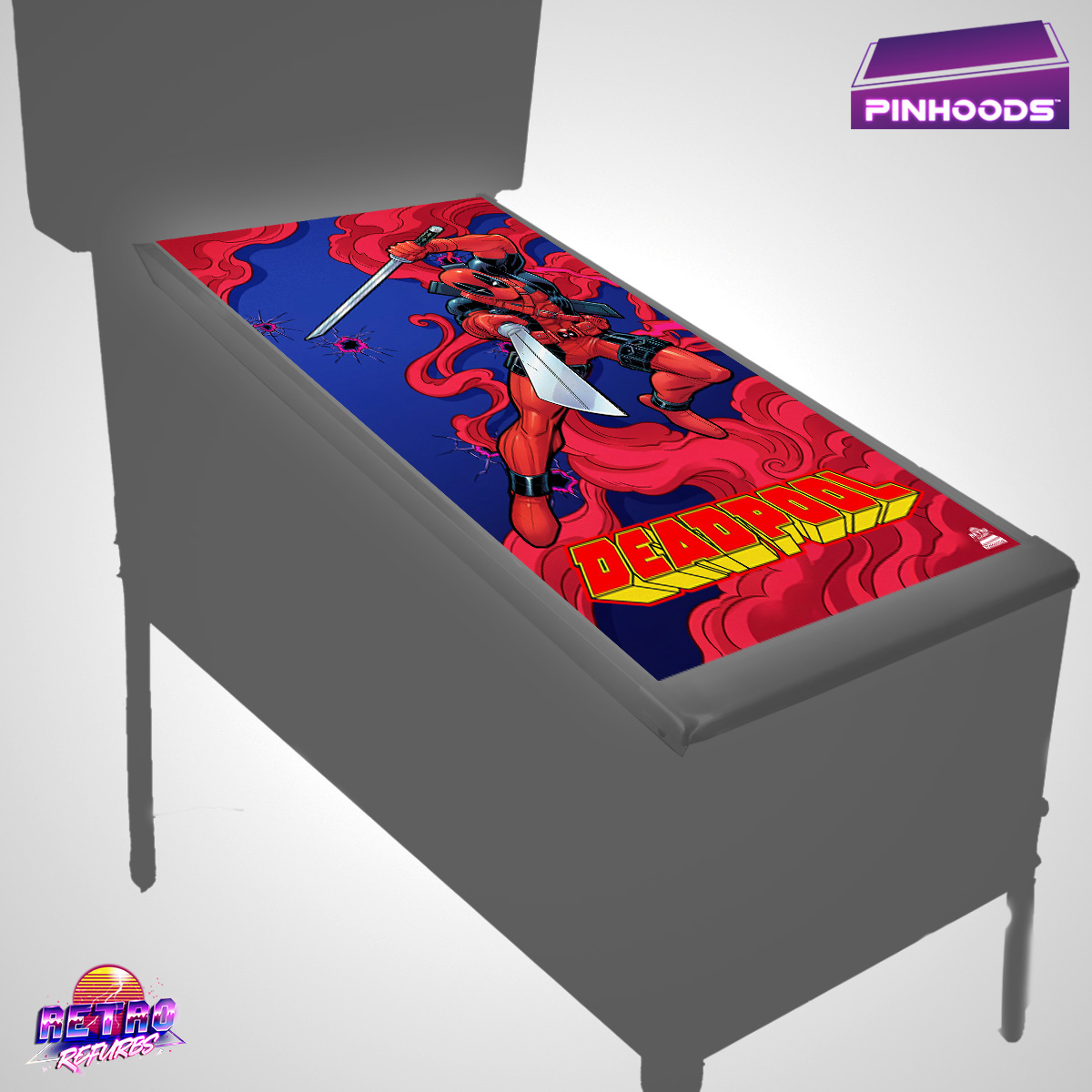 Deadpool Pro PinHoods pinball playfield glass cover and protector mat