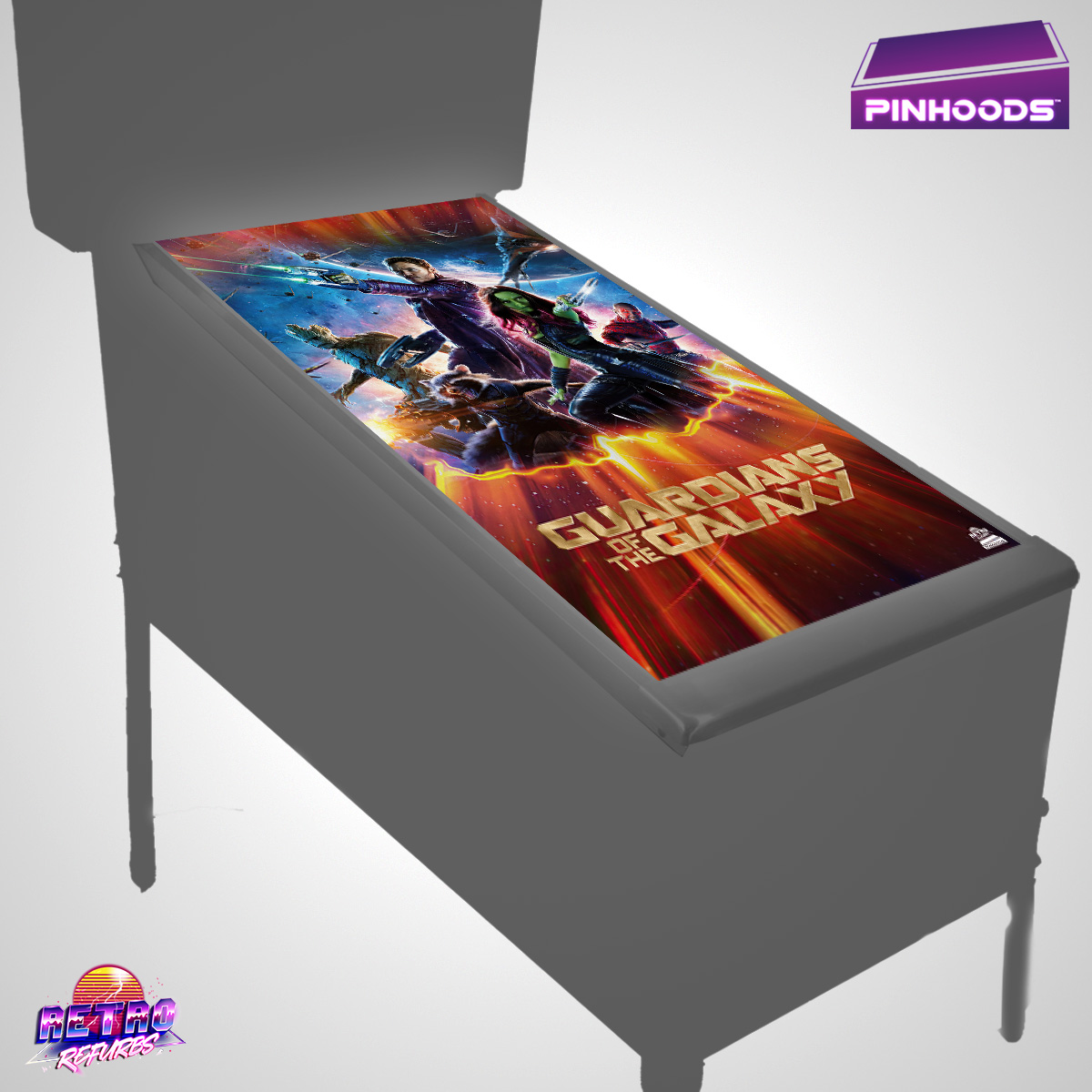 Guardians of the Galaxy PinHoods pinball playfield glass cover and protector mat