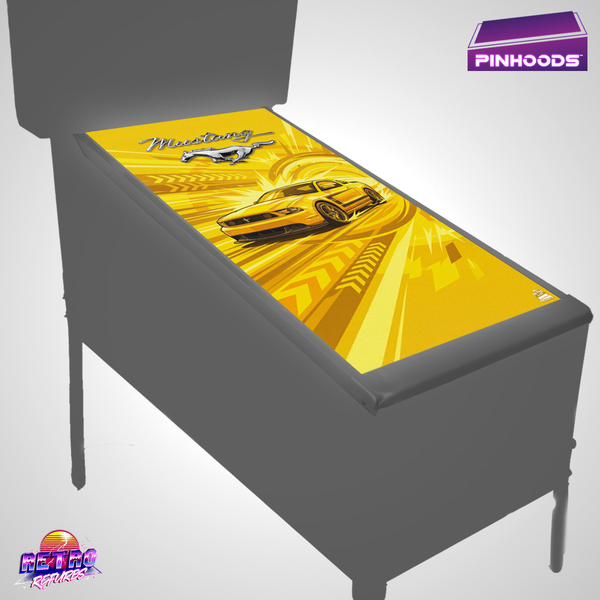 Mustang Premium PinHoods pinball playfield glass cover and protector mat