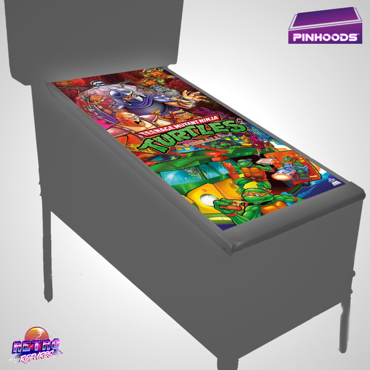 Teenage Mutant Ninja Turtles Stern PinHoods pinball playfield glass cover and protector mat
